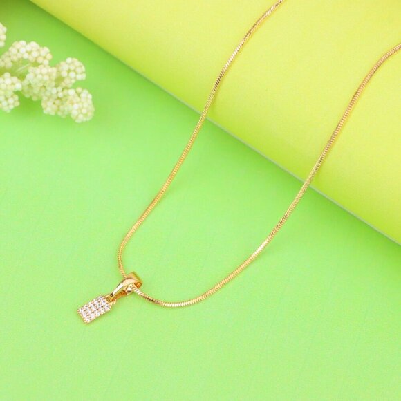 "Rose Gold Plated Rectangular Pendant with Crystal Detailing, XPPT1196 - Picture 7 of 12